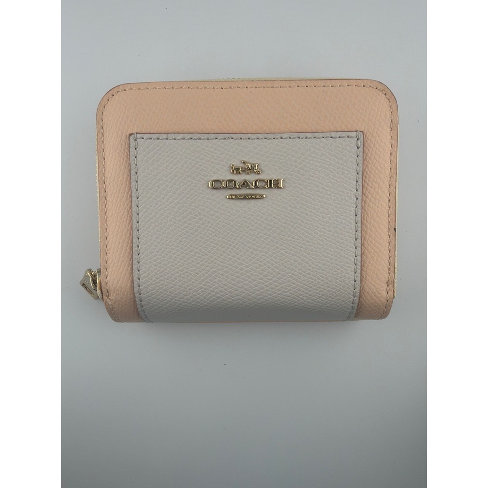 Coach Colorblock Small Zip Around Wallet Peach Grey Minimalist Boho Chic